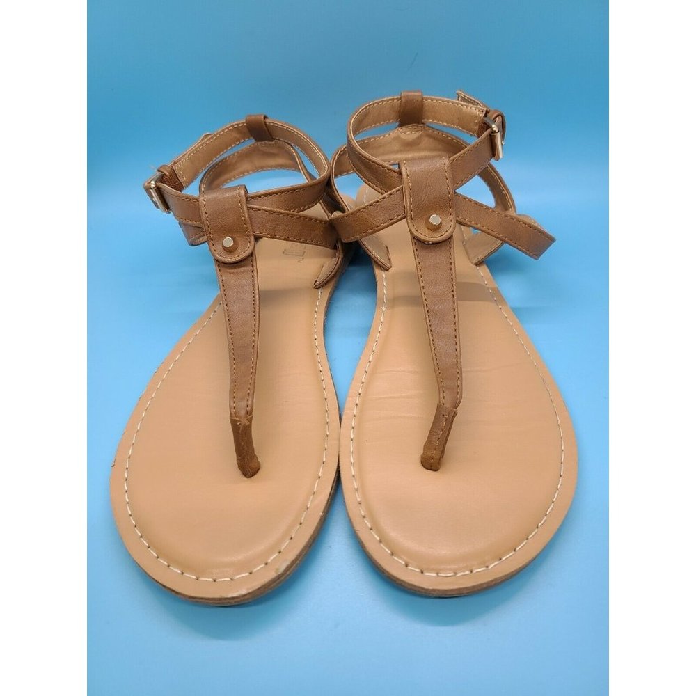 Women's Brash Zoden Brown/Tan Strappy Flat Sandals, Size 8